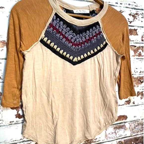 Free People We The Free Spring Bound Crochet Cotton & Linen Blend Baseball Tee - Picture 11 of 16